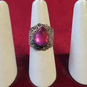 Vintage Pink Tourmaline Gemstone  Ring With Intricate Bali-style Design